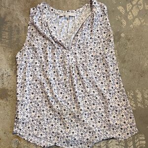 LOFT Blue and White Floral Blouse